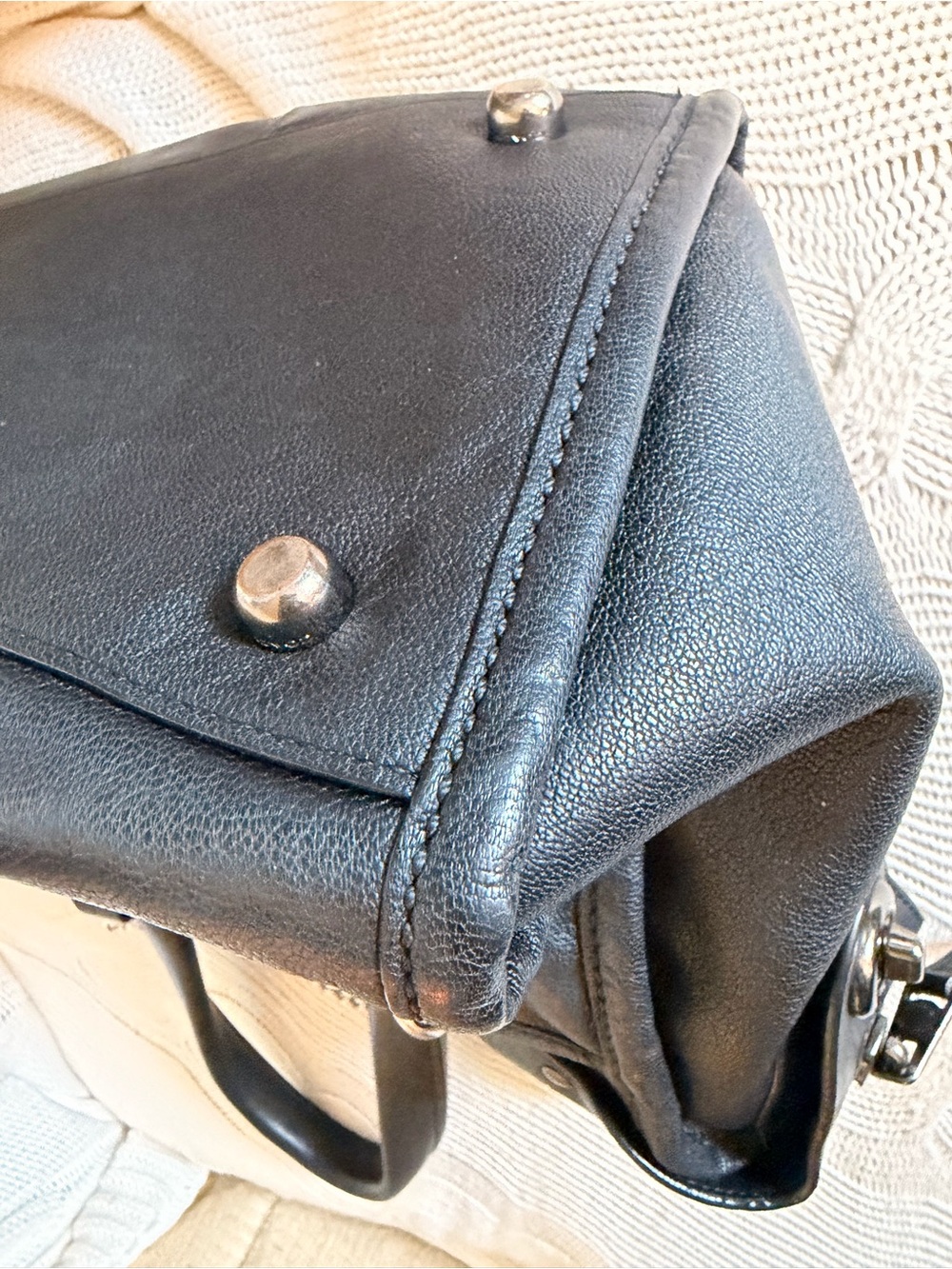 Coach Rhyder Satchel Soft Black Leather Gunmetal Hardware - Picture 10 of 12